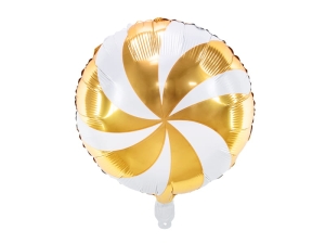 BALON PARTY DECO LIZAK OKRĄGŁY BIAŁO-ZŁOTY 14'' 35cm