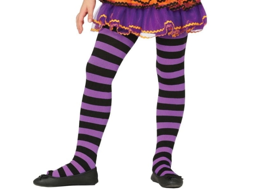 RAJSTOPKI DZIECIĘCE W  PASKI CZARNO-FIOLETOWE