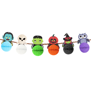 BANER POTWORKI Z KULAMI BIBUŁOWYMI HALLOWEEN 3m