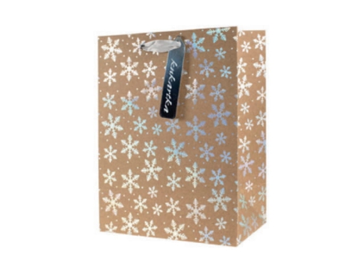 TOREBKA PREZENTOWA QM-323 ŚNIEŻYNKI KRAFT 18x23cm