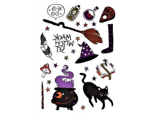 TATUAŻE ZMYWALNE WIEDŹMA HALLOWEEN MIX 16x11cm