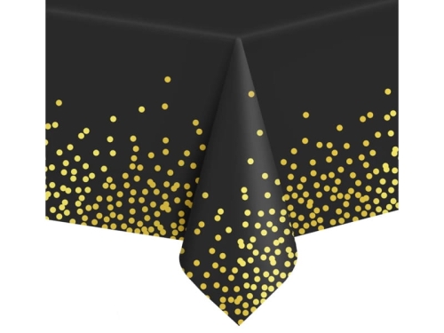OBRUS FOLIOWY GROSZKI CZARNY 274x137cm