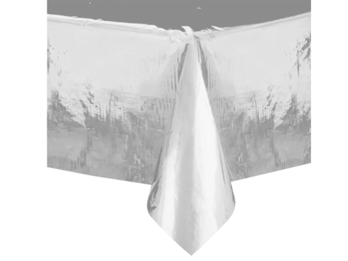 OBRUS FOLIOWY POŁYSK SREBRNY 274x137cm