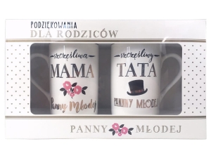 KUBKI SZCZĘŚLIWI RODZICE PANNY MŁODEJ BIAŁE 2szt