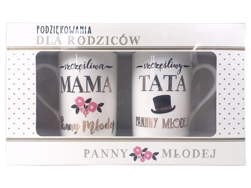 KUBKI SZCZĘŚLIWI RODZICE PANNY MŁODEJ BIAŁE 2szt
