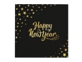 SERWETKI HAPPY NEW YEAR GWIAZDKI CZARNE 10szt