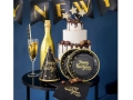 SERWETKI HAPPY NEW YEAR GWIAZDKI CZARNE 10szt