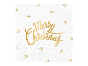 SERWETKI MERRY CHRISTMAS ŚNIEŻYNKI BIAŁE 10szt