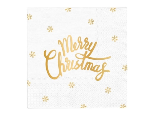 SERWETKI MERRY CHRISTMAS ŚNIEŻYNKI BIAŁE 10szt