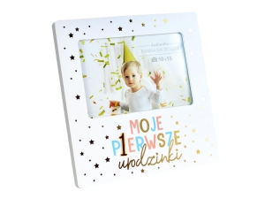 RAMKA NA ZDJĘCIE ROCZEK MOJE 1 URODZINKI GWIAZDKI BIAŁA 19x19cm