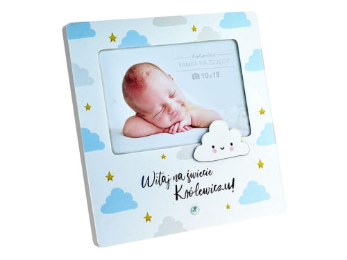 RAMKA NA ZDJĘCIE NARODZINY CHMURKI BŁĘKITNA 19x19cm