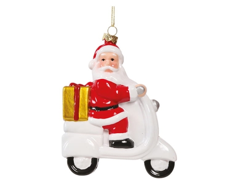 ZAWIESZKA BOMBKA MIKOŁAJ NA SKUTERZE PLASTIK 11cm