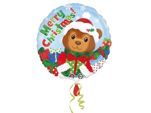 BALON MIŚ Z PREZENTAMI MERRY CHRISTMAS 17'' 43cm
