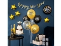 BALON HAPPY NEW YEAR GWIAZDKI CZARNY 18'' 45cm