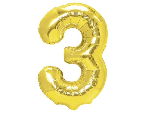 BALON CYFRA 3 ZŁOTY 28'' 70cm