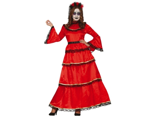 STRÓJ SUKIENKA PANI ŚMIERCI LOS MUERTOS CZERWONA S(36-38)