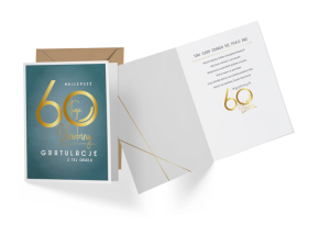 KARTKA 60 URODZINY GRATULACJE NIEBIESKA 14x19cm