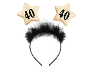 OPASKA 40 URODZINY GWIAZDKI CZARNO-ZŁOTA