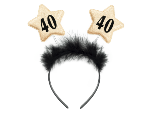 OPASKA 40 URODZINY GWIAZDKI CZARNO-ZŁOTA