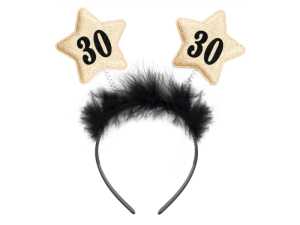 OPASKA 30 URODZINY GWIAZDKI CZARNO-ZŁOTA