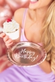 TALERZYKI PAPIEROWE HAPPY BIRTHDAY RÓŻOWE ZŁOTO 18cm 6szt