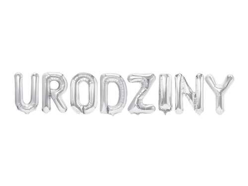 BALON NAPIS URODZINY SREBRNY 16'' 40cm