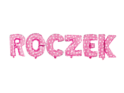 BALON NAPIS ROCZEK SERDUSZKA RÓŻOWY 16'' 40cm