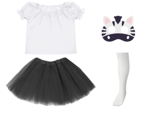 ZESTAW ZEBRA BIAŁO-CZARNY 134-140 4el