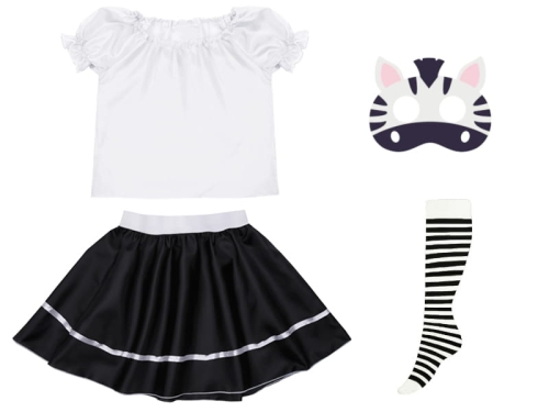 ZESTAW ZEBRA BIAŁO-CZARNY 134-140 4el