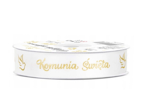TASIEMKA SATYNOWA KOMUNIA BIAŁA 15mm 20m