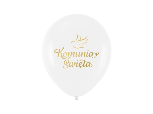 BALON BIAŁY KOMUNIA ŚWIĘTA GOŁĄBEK 30cm 1szt