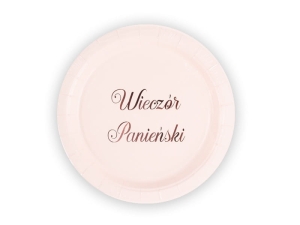 TALERZYKI PAPIEROWE WIECZÓR PANIEŃSKI RÓŻOWE 18cm 6szt