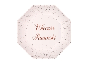 TALERZYKI PAPIEROWE WIECZÓR PANIEŃSKI RÓŻOWE 23cm 6szt