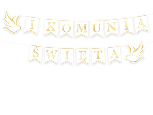 BANER KOMUNIA ŚWIĘTA GOŁĘBIE BIAŁO-ZŁOTY 2,5m