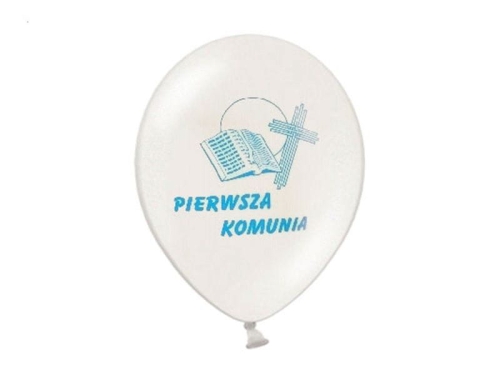BALON LATEKSOWY BIAŁY I KOMUNIA ŚWIĘTA 27 cm 1 szt.