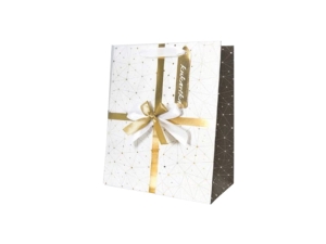 TOREBKA PREZENTOWA KOKARDA BIAŁO-ZŁOTA 23x18cm