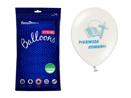 BALONY LATEKSOWE BIAŁE I KOMUNIA ŚW. NIEBIESKIE 27 cm 50 szt.