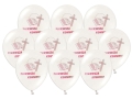 BALONY LATEKSOWE BIAŁE IHS KOMUNIA RÓŻ 27 cm 10 szt.