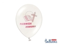 BALONY LATEKSOWE BIAŁE IHS KOMUNIA RÓŻ 27 cm 10 szt.