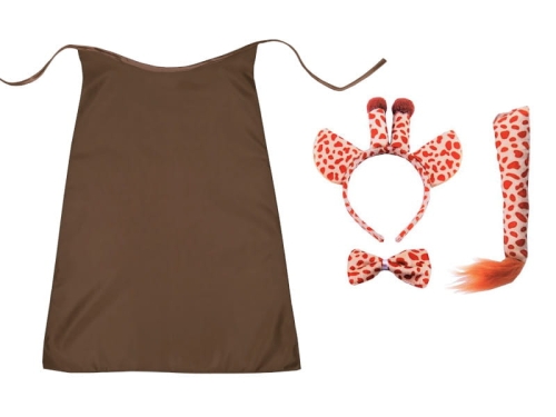 ZESTAW ŻYRAFA BRĄZOWY PELERYNA 55cm 4el