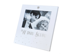 RAMKA NA ZDJĘCIE ŚLUB W DNIU ŚLUBU BIAŁA 19x19cm