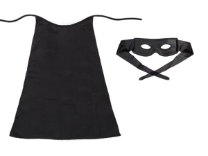 ZESTAW ZORRO CZARNY PELERYNA 55cm 2el