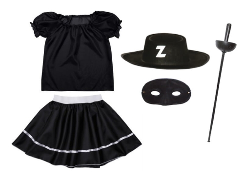 ZESTAW ZORRO CZARNY 116-128 5el