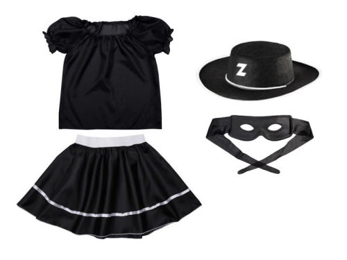 ZESTAW ZORRO CZARNY 116-128 4el