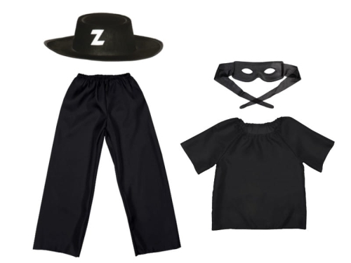 ZESTAW ZORRO CZARNY 116-128 4el