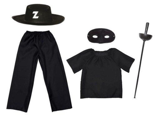 ZESTAW ZORRO CZARNY 116-128 5el