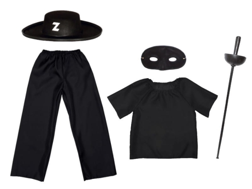 ZESTAW ZORRO CZARNY 116-128 5el