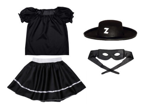 ZESTAW ZORRO CZARNY 134-140 4el