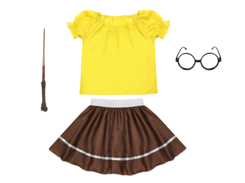 ZESTAW HUFFLEPUFF ŻÓŁTO-BRĄZOWY 98-110 4el