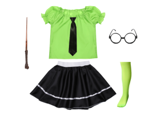 ZESTAW SLYTHERIN ZIELONO-CZARNY 134-140 6el